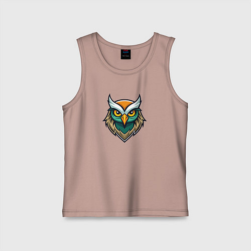 Детская майка Голова филина / Пыльно-розовый – фото 1