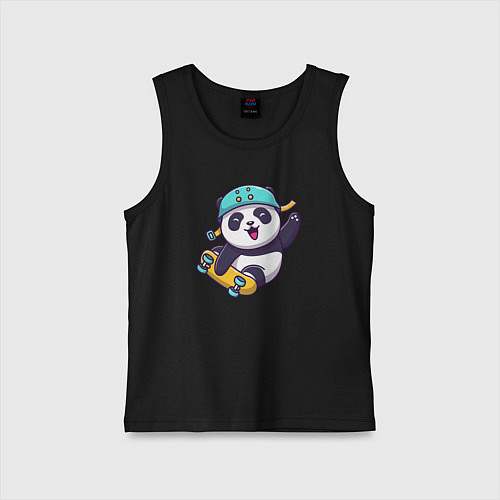 Детская майка Skater panda / Черный – фото 1
