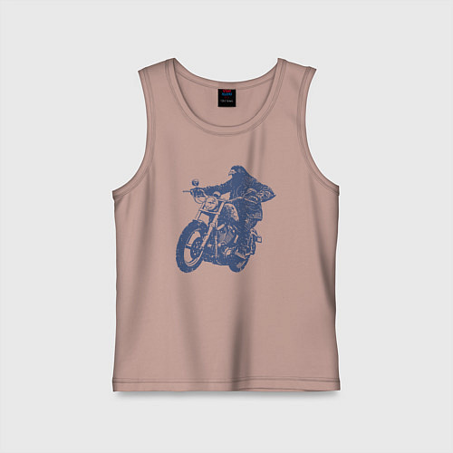 Детская майка Голубь на мотоцикле чоппере байкер / Пыльно-розовый – фото 1