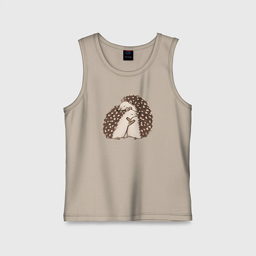 Детская майка Ёжики обнимаются / Миндальный – фото 1