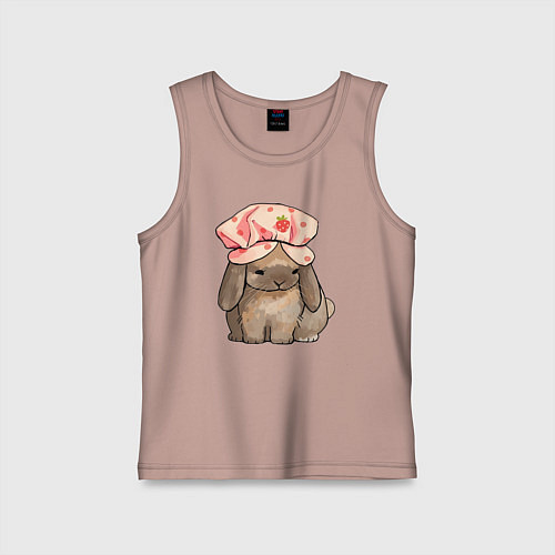 Детская майка Кролик в шапке / Пыльно-розовый – фото 1