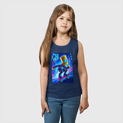 Майка детская хлопок Барт Симпсон на скейтборде - неоновое свечение, цвет: тёмно-синий — фото 2