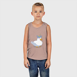 Майка детская хлопок Милая уточка гусь с цветочком на голове, цвет: пыльно-розовый — фото 2