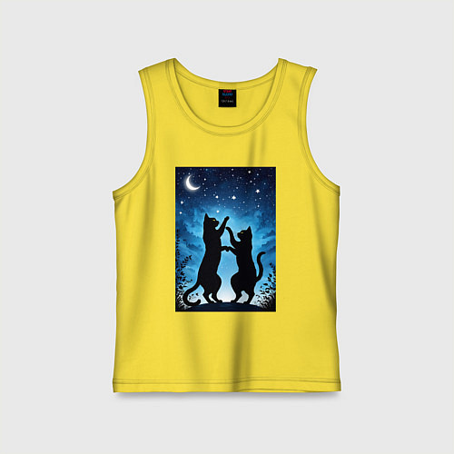 Детская майка Танцующие коты под звёздным небом / Желтый – фото 1