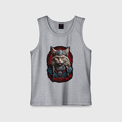 Майка детская хлопок Кот викинг, цвет: меланж