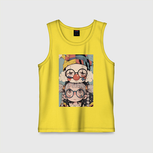 Детская майка Клоун с девочкой арт / Желтый – фото 1