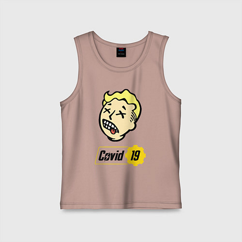Детская майка Vault boy - covid 19 / Пыльно-розовый – фото 1