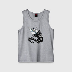 Майка детская хлопок Космический бумажный самолётик, цвет: меланж