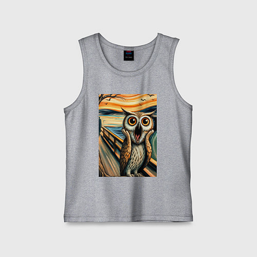 Детская майка Сова кричит на картине Эдварда Мунка - нейроарт / Меланж – фото 1