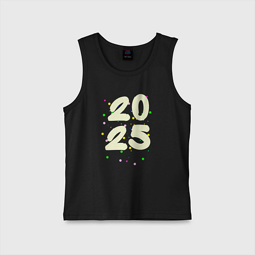 Детская майка 2025 с разноцветными крапинками / Черный – фото 1