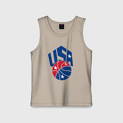 Майка детская хлопок Баскетбол - США, цвет: миндальный