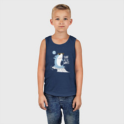 Майка детская хлопок Акула на волнах, цвет: тёмно-синий — фото 2