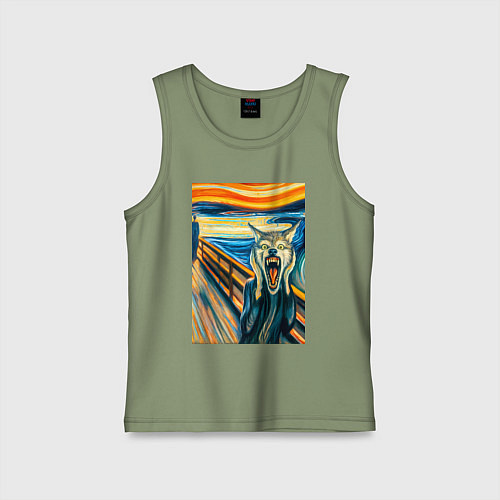 Детская майка Волк кричит на картине Эдварда Мунка - мем искусст / Авокадо – фото 1