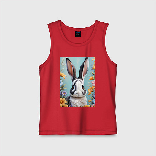 Детская майка Кролик в цветах / Красный – фото 1