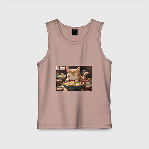 Детская майка Кот обожает рамен / Пыльно-розовый – фото 1