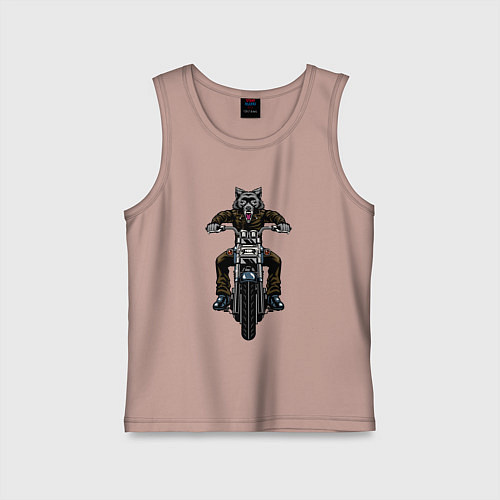 Детская майка Волк на байке / Пыльно-розовый – фото 1