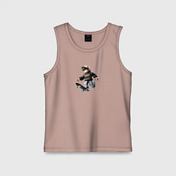 Майка детская хлопок Roblox man skeytboard, цвет: пыльно-розовый