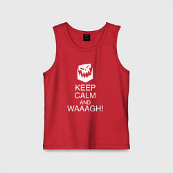 Майка детская хлопок Warhammer keep calm and waaagh, цвет: красный