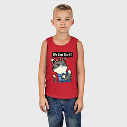 Майка детская хлопок We can do it - cat, цвет: красный — фото 2