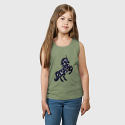 Майка детская хлопок Космический единорог на природе, цвет: авокадо — фото 2