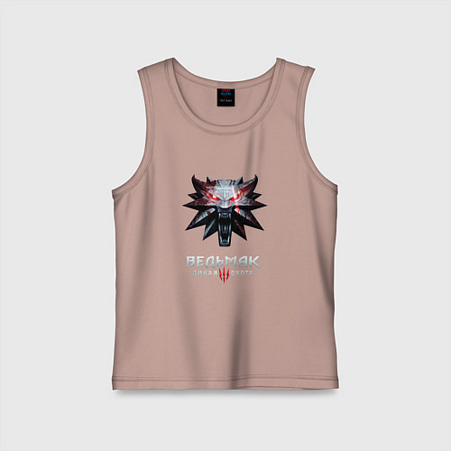 Детская майка Ведьмак лого из игры / Пыльно-розовый – фото 1