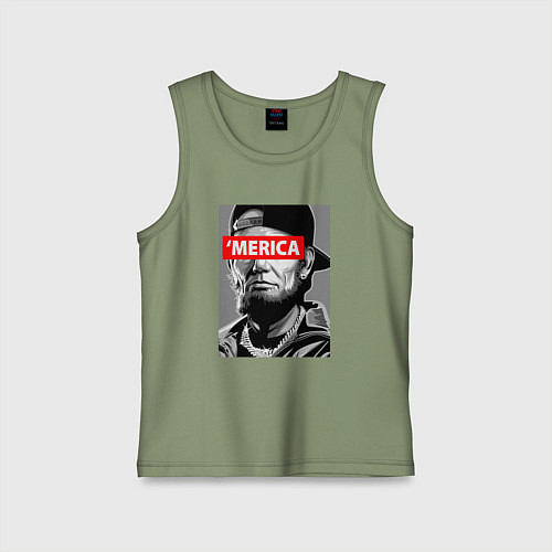 Детская майка Линкольн - Америка / Авокадо – фото 1