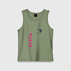 Майка детская хлопок Ведьмак волк лого, цвет: авокадо