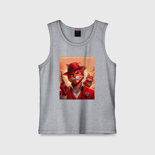 Детская майка The godfather of the meowfia - ai art fantasy / Меланж – фото 1