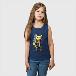 Майка детская хлопок Cool Pikachu - watercolor sketch, цвет: тёмно-синий — фото 2