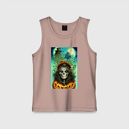 Детская майка Скелет ведьмы - хэллоуин / Пыльно-розовый – фото 1