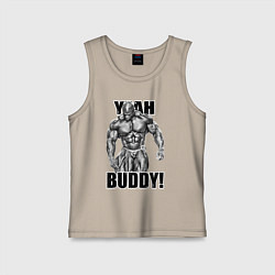 Майка детская хлопок Ronnie Coleman- yeah buddy, цвет: миндальный