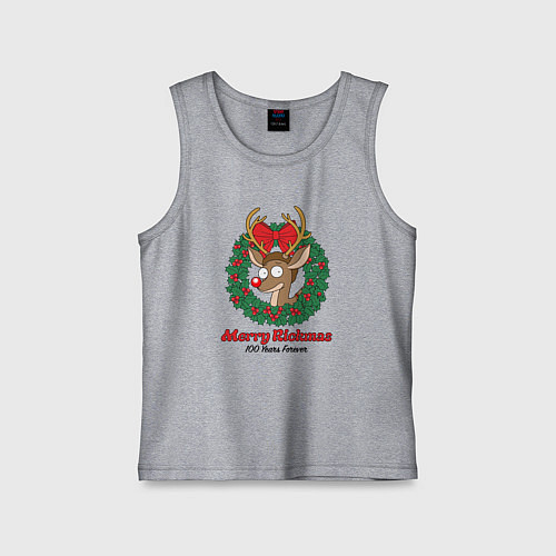 Детская майка Морти новогодний олень Merry Rickmas / Меланж – фото 1