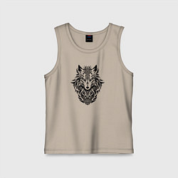 Майка детская хлопок Лиса в стиле тату, цвет: миндальный