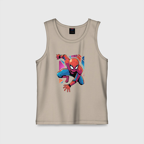 Детская майка Крутой Человек-паук / Миндальный – фото 1