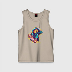 Майка детская хлопок Halloween skater, цвет: миндальный