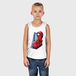 Майка детская хлопок Человек-паук и город, цвет: белый — фото 2