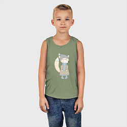 Майка детская хлопок Лиса в пальто, цвет: авокадо — фото 2