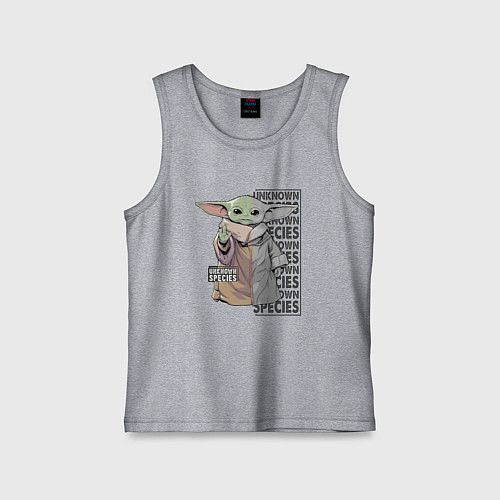 Детская майка Unknown specis - Baby Yoda / Меланж – фото 1