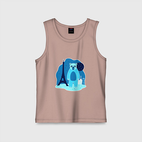 Детская майка Медведь в Париже / Пыльно-розовый – фото 1