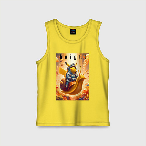 Детская майка Pikachu knight on a snail - ai art fantasy / Желтый – фото 1