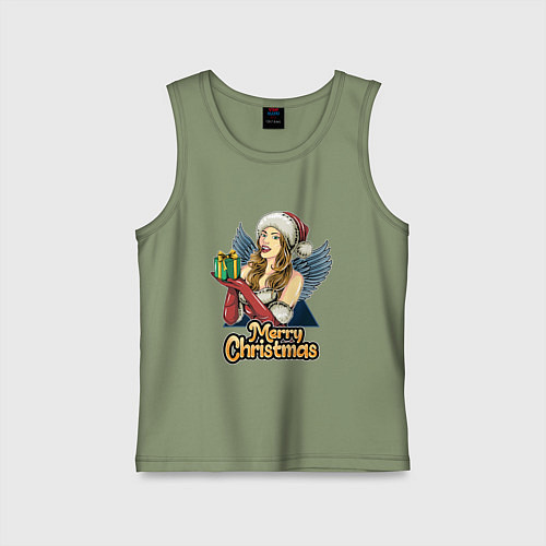 Детская майка Снегурочка с подарком / Авокадо – фото 1