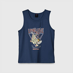 Майка детская хлопок Живи долго рок н роллом, цвет: тёмно-синий