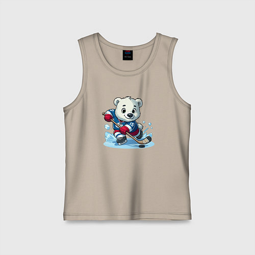 Детская майка Полярный медвежонок хоккейный форвард / Миндальный – фото 1