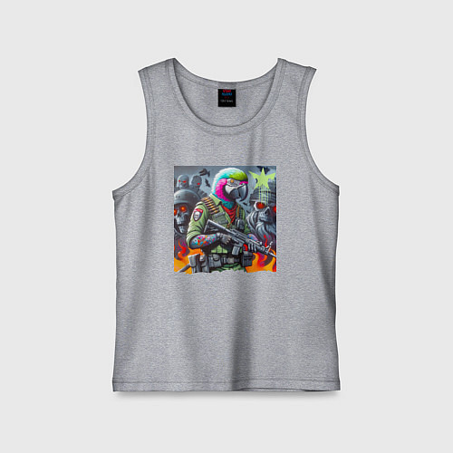 Детская майка Cool parrot - special forces / Меланж – фото 1