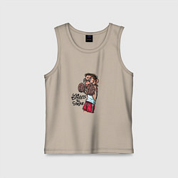 Майка детская хлопок Не используй руки - используй мозги, цвет: миндальный