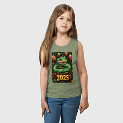 Майка детская хлопок Новогодняя змейка НГ 2025, цвет: авокадо — фото 2
