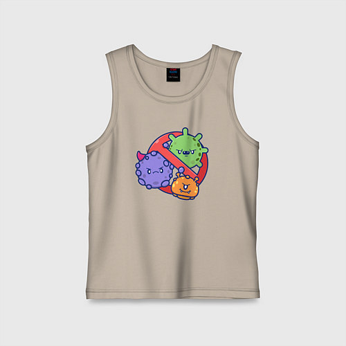 Детская майка Нет вирусам / Миндальный – фото 1