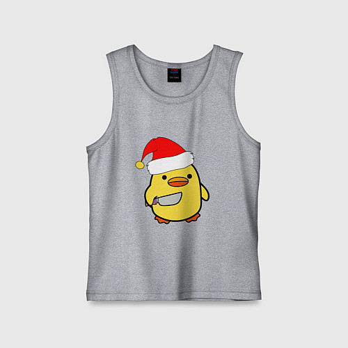 Детская майка Новогодняя утка с ножом / Меланж – фото 1