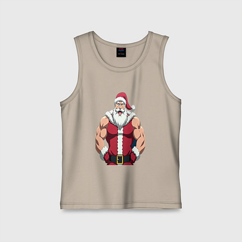 Детская майка Дед мороз и кроссфит / Миндальный – фото 1