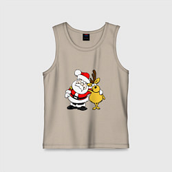 Майка детская хлопок Новогодняя парочка, цвет: миндальный